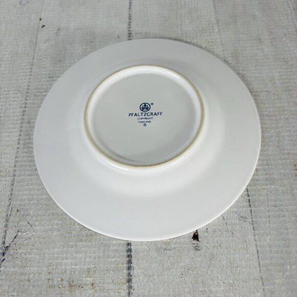 Pfaltzgraff ORLEANS Blue Green Vines Yellow Stoneware Round Saucers Set of 3 - Picture 7 of 14